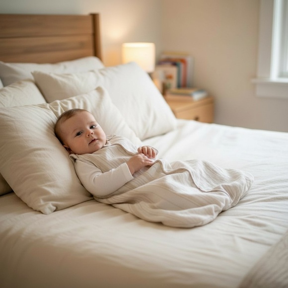 Sleep Sack 100% Linen Baby 0-6M White Button Sleep Bag Blanket Mom and Pop's